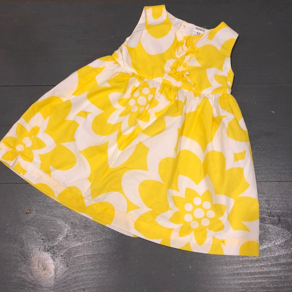 🌼 Yellow & White Floral Dress 🌼 12 months